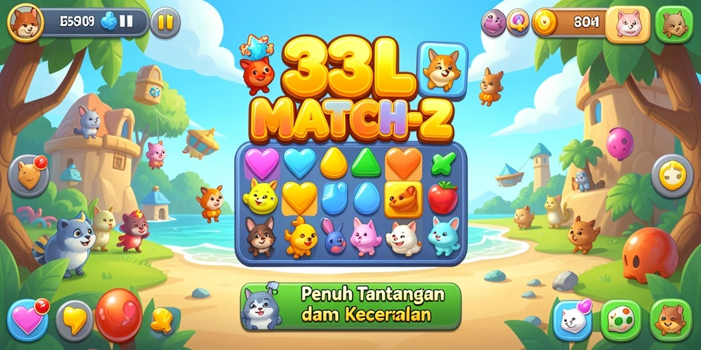 Tangkapan layar gameplay Match-3 yang seru dan menantang di 33L.
