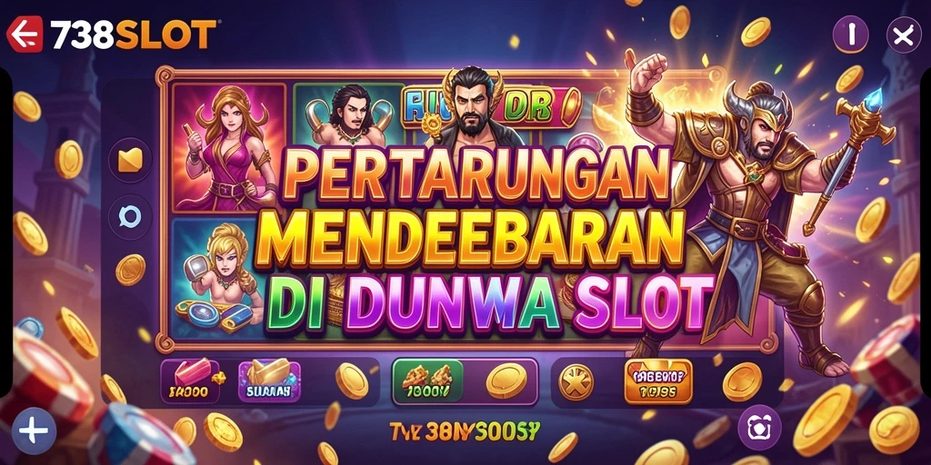 Tangkapan layar gameplay 738SLOT dengan pertarungan seru antar karakter.