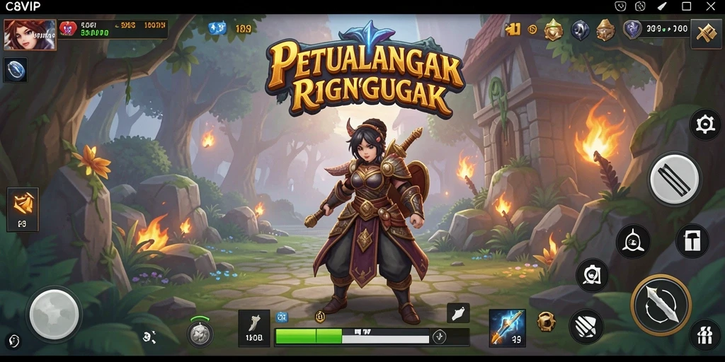 Tangkapan layar utama C8VIP menampilkan pertempuran epik dalam dunia RPG.