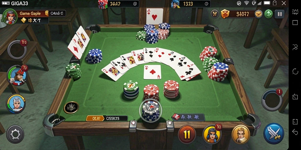 Screenshot gameplay GIGA33 menunjukkan momen seru bermain Gaple.