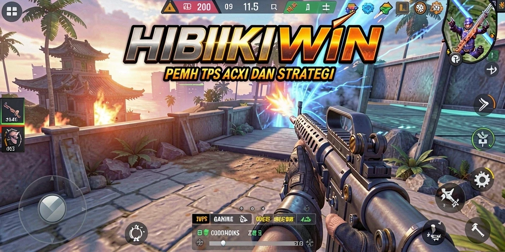 Tampilan gameplay menegangkan HIBIKIWIN dengan aksi seru di medan perang.