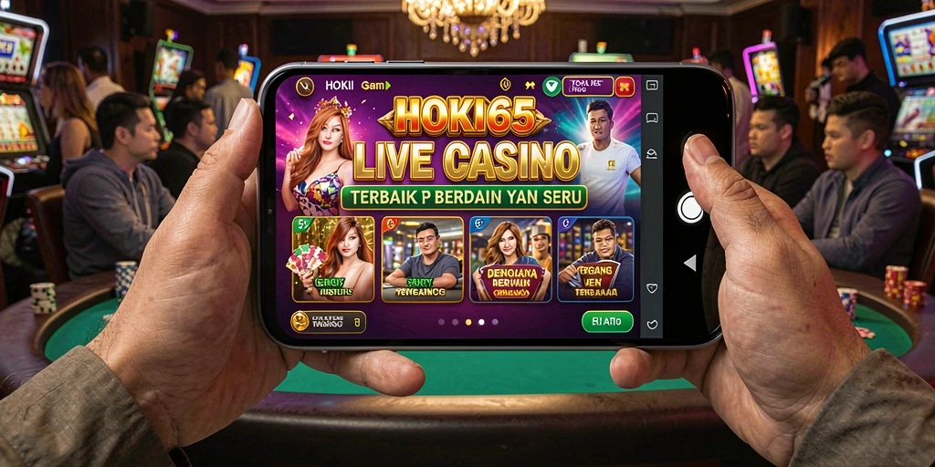 Tampilan gameplay HOKI65 saat bermain Live Casino dengan dealer langsung yang interaktif.