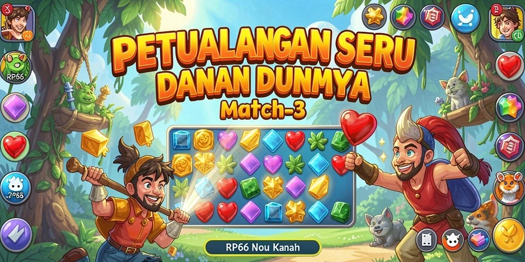Tampilan utama RP66 menampilkan gameplay seru dalam dunia Match-3.