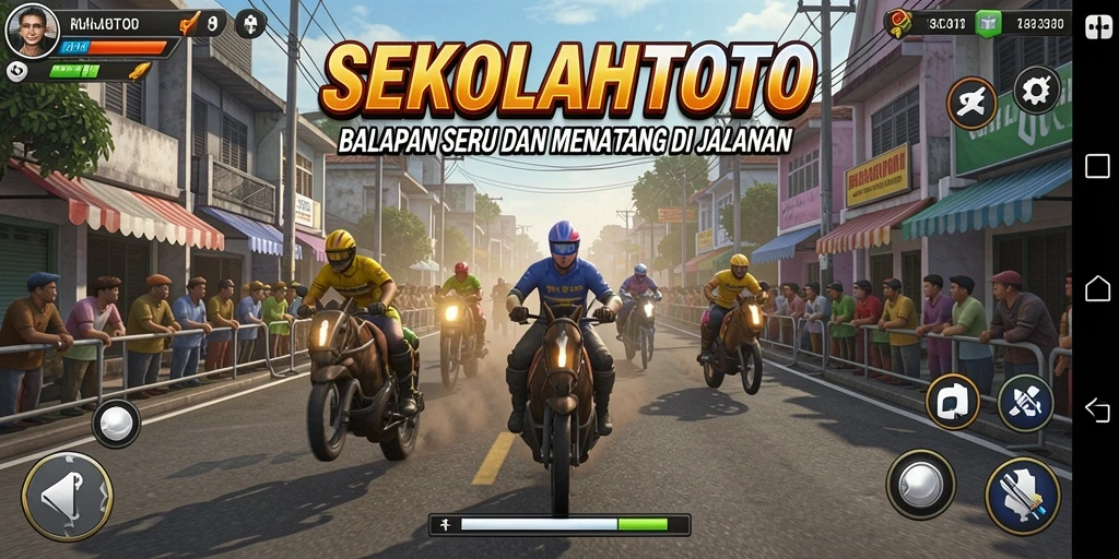 Tampilan gameplay balapan menegangkan di SEKOLAHTOTO.