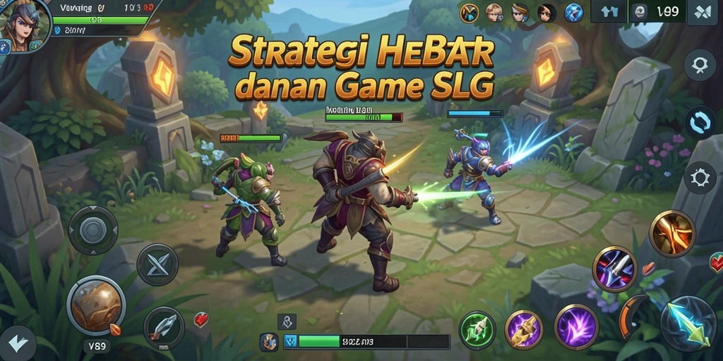 Screenshot utama V89 menampilkan aksi strategi yang intens dalam gameplay SLG.